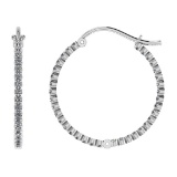 0.84 Ctw I2/I3 Diamond 10k White Gold Hoop Earrings