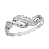 Certified 14K White Gold and Diamond Promise Ring