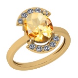 1.39 Ctw Citrine And Diamond I2/I310K Yellow Gold Vintage Style Ring