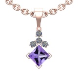 1.77 Ctw Amethyst And Diamond I2/I3 10K Rose Gold Pendant