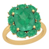 9.25 Ctw Emerald 14K Yellow Gold Vintage Style Ring