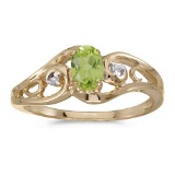 Certified 14k Yellow Gold Oval Peridot And Diamond Ring