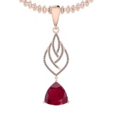 4.80 Ctw Ruby And Diamond SI2/I1 14K Rose Gold Pendant