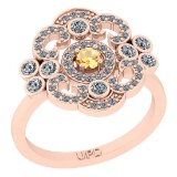 0.70 Ctw I2/I3 Citrine And Diamond 10K Rose Gold Filigree Engagement Ring