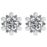 Certified 0.70 Ctw Diamond I1/I2 10K White Gold Stud Earrings