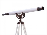 Floor Standing Antique Copper With White Leather Anchormaster Telescope 65in.