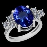 6.47 Ctw VS/SI1 Tanzanite And Diamond 10K White Gold Vintage Style Ring