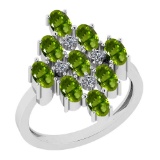 2.39 Ctw Peridot And Diamond I2/I3 10K White Gold Vintage Style Ring