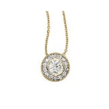 Certified 14K Yellow Gold .68 Ct Round Diamond Bezel Pendant