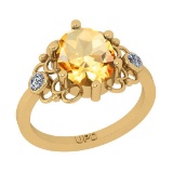 2.63 Ctw I2/I3 Citrine And Diamond 10K Yellow Gold Promises Ring