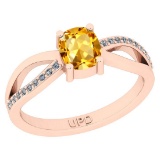 0.62 Ctw I2/I3 Citrine And Diamond 10K Rose Gold Ring