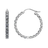 11.20 Ctw I2/I3 Diamond 10k White Gold Hoop Earrings