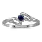 Certified 14k White Gold Round Sapphire Ring