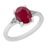 1.33 Ctw I2/I3 Ruby And Diamond 14K White Gold Ring