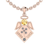 0.75 Ctw I2/I3 Citrine And Diamond 10K Rose Gold Pendant