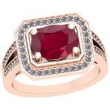 1.53 Ctw Ruby And Diamond I2/I3 14K Yellow Gold Vintage Style Ring