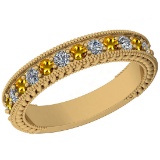 0.83 Ctw VS/SI1 Yellow Sapphire And Diamond 14K Yellow Gold Filigree Style Band Ring