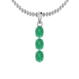 2.25 Ctw Emerald Style Prong Set 14K White Gold Victorian Pendant