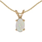 Certified 14k Yellow Gold Oval Opal Pendant 0.19 CTW