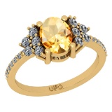 1.71 Ctw I2/I3 Citrine And Diamond 10K Yellow Gold Promises Ring