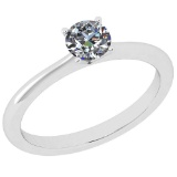 Certified 0.45 Ctw Diamond I1/I2 14K White Gold Solitaire Ring