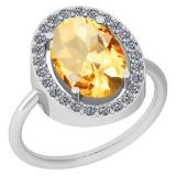 2.76 Ctw Citrine And Diamond I2/I3 10K White Gold Vintage Style Ring