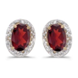 Certified 14k Yellow Gold Oval Garnet And Diamond Earrings 0.96 CTW