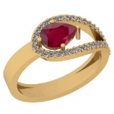 0.91 Ctw Ruby And Diamond I2/I3 14K Yellow Gold Vintage Style Ring