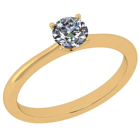 Certified Round 0.5 CTW G/I1 Diamond Solitaire Ring In 14K Yellow Gold