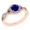 0.91 Ctw SI2/I1Blue Sapphire And Diamond 14K Rose Gold Infinity Wedding Halo Ring