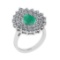 1.75 Ctw SI2/I1 Emerald And Diamond 14K White Gold Ring