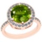 3.99 Ctw Peridot And Diamond I2/I3 10k Rose Gold Vintage Style Ring