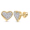 10kt Yellow Gold Womens Round Diamond Heart Earrings 1/5 Cttw