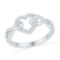 10kt White Gold Womens Round Diamond Infinity Twist Heart Ring 1/10 Cttw