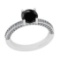 Certified 1.50 Ctw I2/I3 Treated Fancy Black and White Diamond 18K White Gold Engagement Halo Ring