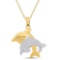 10kt Yellow Gold Womens Round Diamond Double Dolphin Fish Animal Pendant 1/8 Cttw