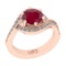 1.18 Ctw SI2/I1 Ruby And Diamond 14K Rose Gold Bridal Wedding Set Ring