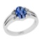 1.35 Ctw I2/I3 sapphire And Diamond 14K White Gold Promises Ring