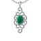 6.15 Ctw SI2/I1 Emerald And Diamond 14K White Gold Vintage Style Necklace