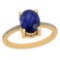 2.10 Ctw Blue Sapphire And Diamond I2/I3 14K Yellow Gold Vintage Style Ring