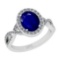 2.90 Ctw SI2/I1 Blue Sapphire And Diamond 14K White Gold Engagement Halo Ring