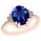 3.35 Ctw VS/SI1 Tanzanite And Diamond Platinum 14K Rose Gold Plated Vintage Style Ring