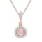 10kt Rose Gold Womens Round Lab-Created Morganite Solitaire Pendant 1/2 Cttw