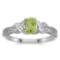 Certified 10k White Gold Oval Peridot And Diamond Ring