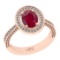 1.25 Ctw SI2/I1 Ruby And Diamond 14K Rose Gold Engagement Ring