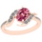 Certified 0.89 Ctw VS/SI1 Pink Tourmaline And Diamond 14K Rose Gold Vintage Style Ring