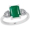 2.44 Ctw SI2/I1 Emerald And Diamond 14K White Gold Ring