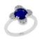 1.47 Ctw I2/I3 Blue Sapphire And Diamond 14K White Gold Ring