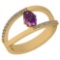 0.64 Ctw Amethyst And Diamond I2/I3 10K Yellow Gold Vintage Style Ring