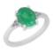 1.33 Ctw I2/I3 Emerald And Diamond 14K White Gold Ring